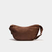 Sac banane effet su&eacute;dine marron fonc&eacute; femme