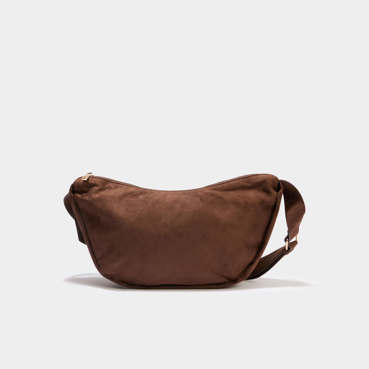 Sac banane effet su&eacute;dine marron fonc&eacute; femme