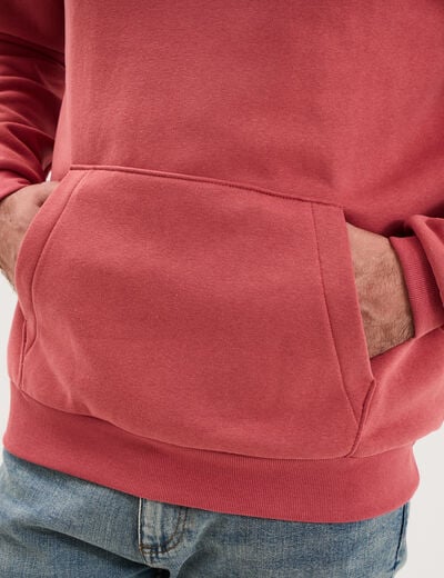 Sweat molleton &agrave; capuche hoodie vieux rose homme