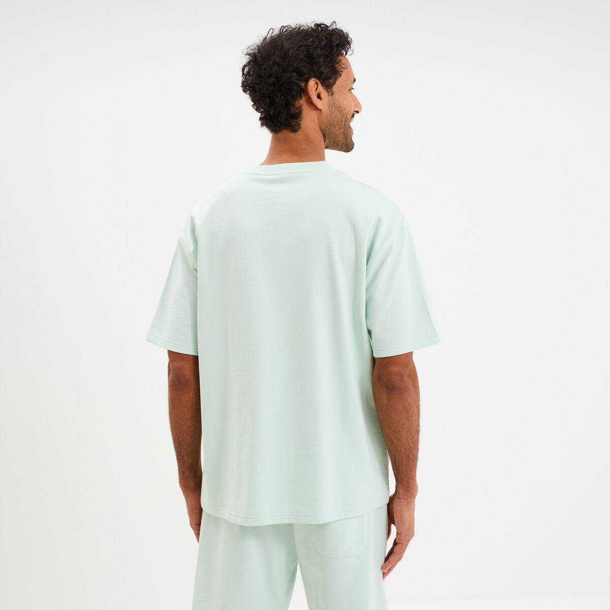 T-shirt col rond droit relax fit vert clair homme