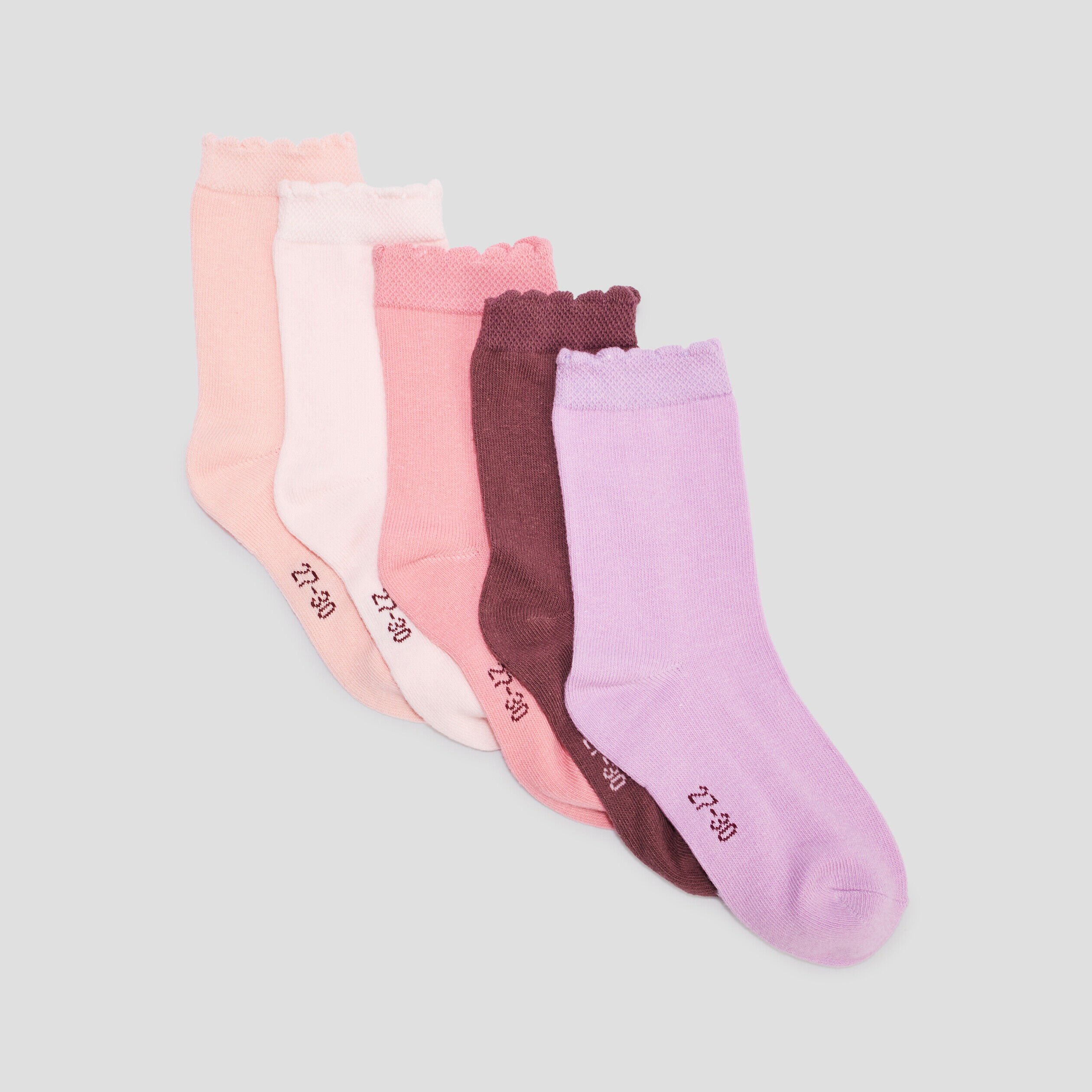 Lot 5 paires chaussettes bord festonné multicolore bébé fille