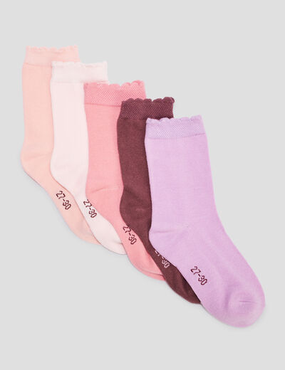 Lot 5 paires chaussettes bord festonné multicolore bébé fille