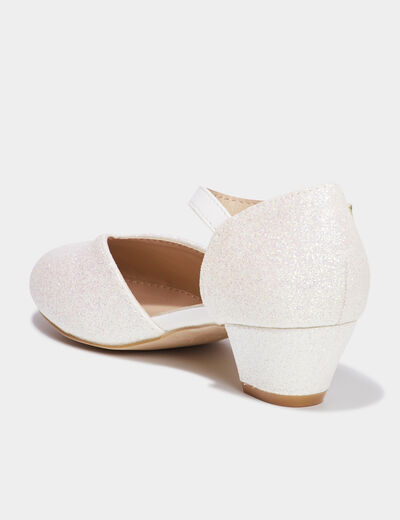Babies à talons paillettes blanc fille