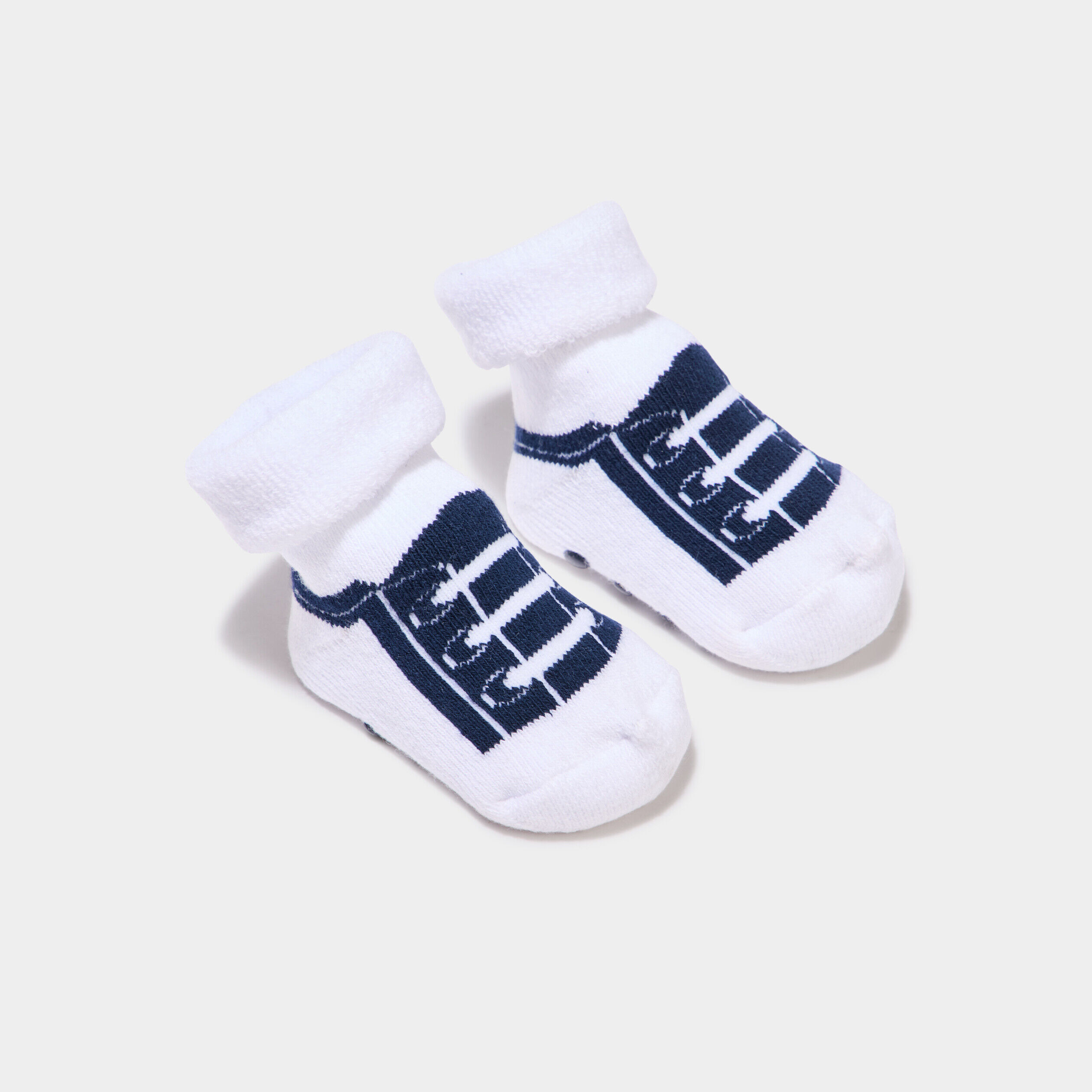 Chaussettes bottons en coton majoritaire bleu marine bébé