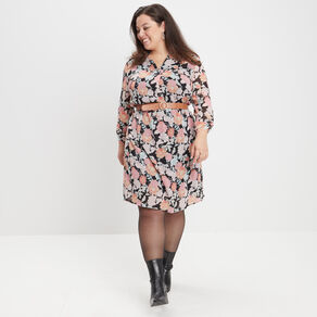 Robe droite ceinturée noir femme grande taille