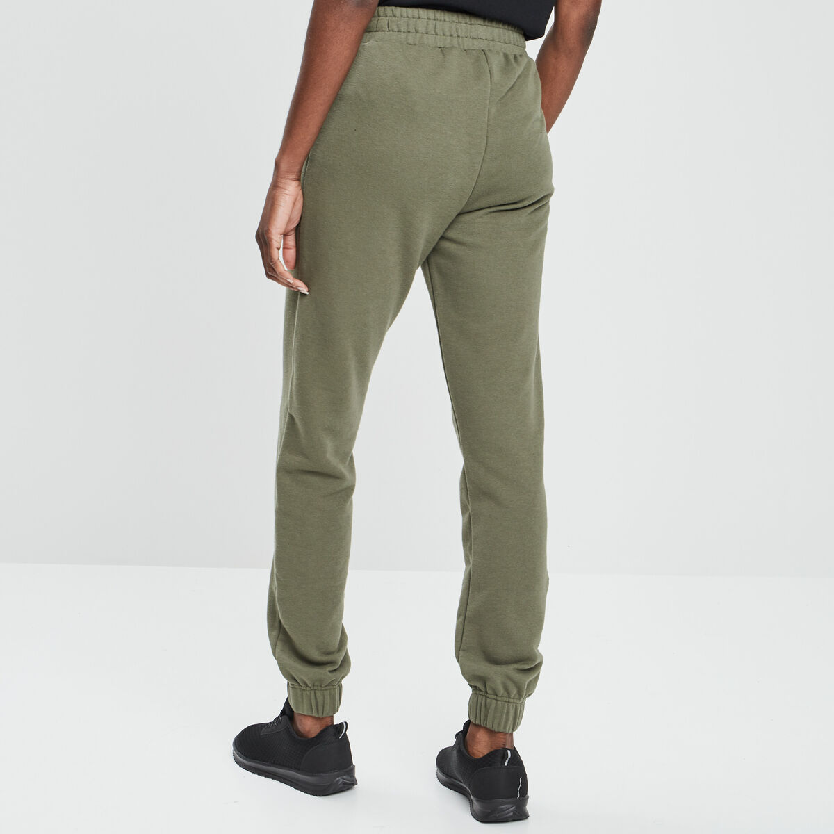 Pantalon jogging slim taille élastiquée vert kaki femme