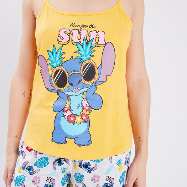 ensemble pyjama 2 pieces lilo et stitch jaune moutarde femme Ensemble pyjama 2 pièces Lilo et Stitch jaune moutarde femme
