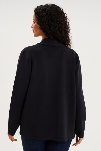 Blazer court col ch&acirc;le manches longues noir femme