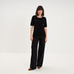Pull manches courtes col rond noir femme