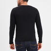 T-shirt col en V manches longues coton noir homme