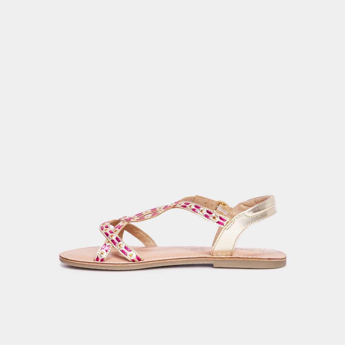 Sandales plates m&eacute;tallis&eacute;es cuir Creeks multicolore fille