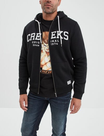 Sweat zippé à capuche doublé Creeks noir homme