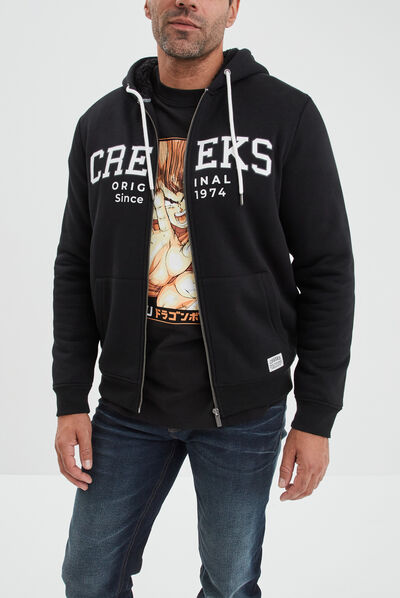 Sweat zippé à capuche doublé Creeks noir homme