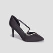 Escarpins brides &agrave; strass pied large noir femme