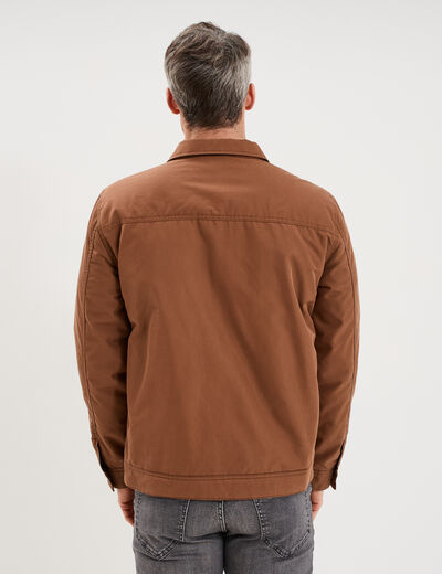 Blouson zipp&eacute; doubl&eacute; col &agrave; revers marron homme