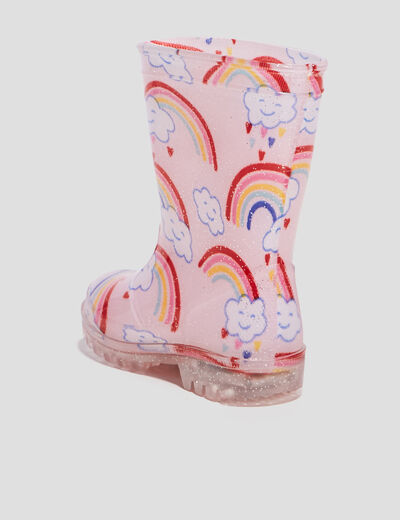 Bottes de pluie semelle lumineuse rose bébé fille