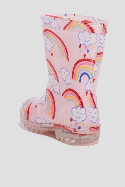 Bottes de pluie semelle lumineuse rose bébé fille