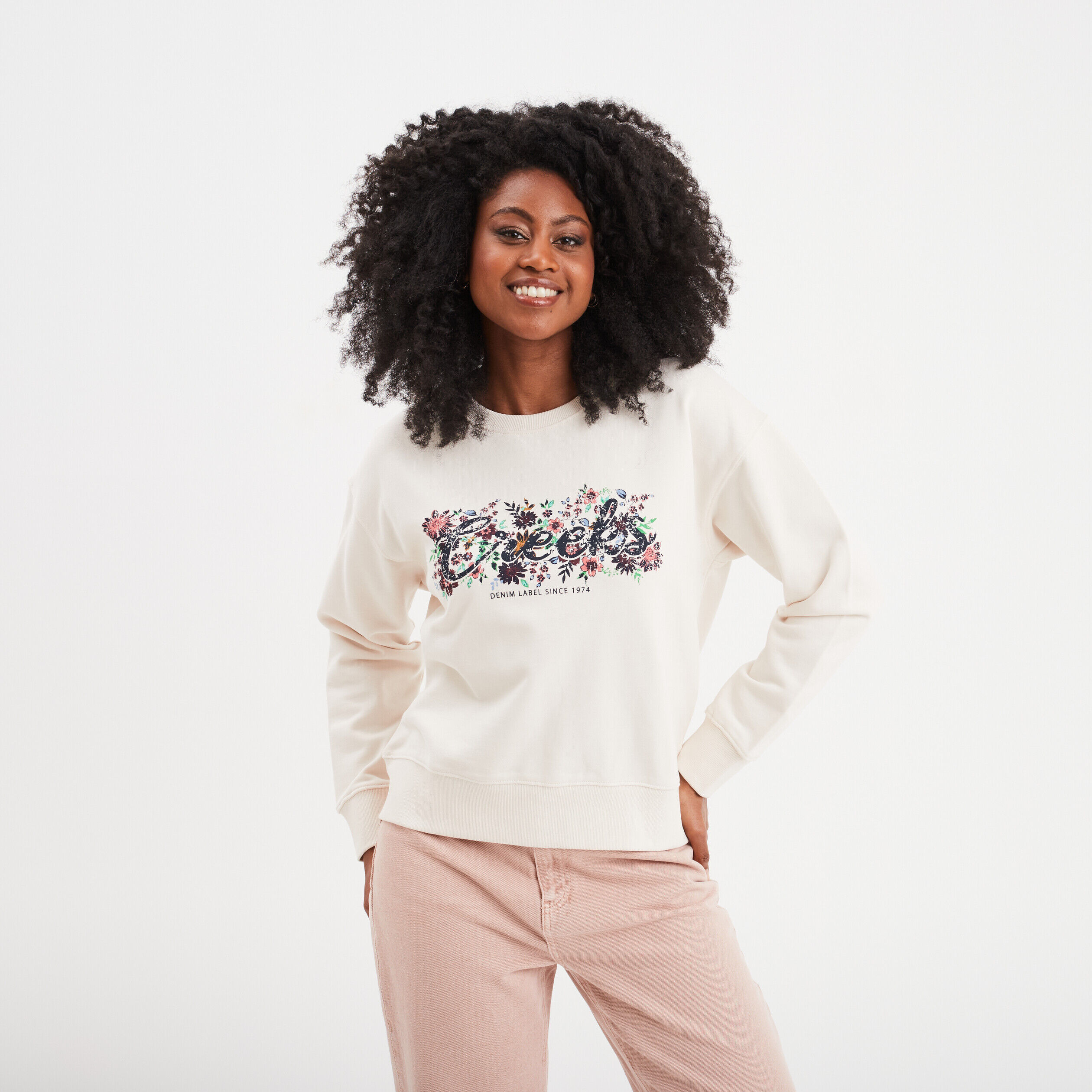 Sweat ajusté en coton Creeks blanc femme CREEKS