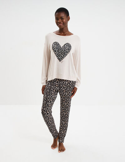 Ensemble pyjama legging et t-shirt sable femme
