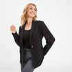 Veste blazer coupe droite col châle noir femme