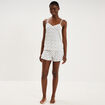 Ensemble pyjama short et d&eacute;bardeur ecru femme