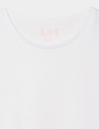 T-shirt manches courtes en coton blanc fille