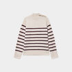 Pull col montant boutonn&eacute; ecru femme