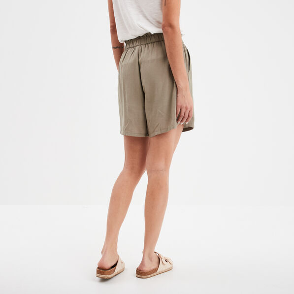 short paperbag fluide ceinture vert kaki femme Short paperbag fluide ceinturé vert kaki femme