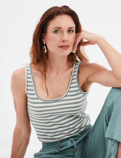 Débardeur col rond en maille vert pastel femme