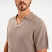 Polo manches courtes textur&eacute; coton marron homme
