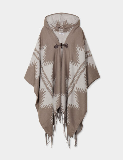Poncho à capuche gris femme