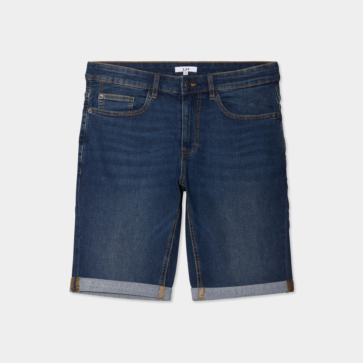 Bermuda stretch droit en jean denim dirty homme