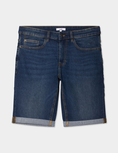 Bermuda stretch droit en jean denim dirty homme