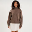 Pull droit avec col montant taupe femme