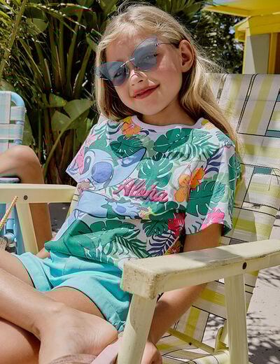T-shirt manches courtes coton Stitch multicolore fille
