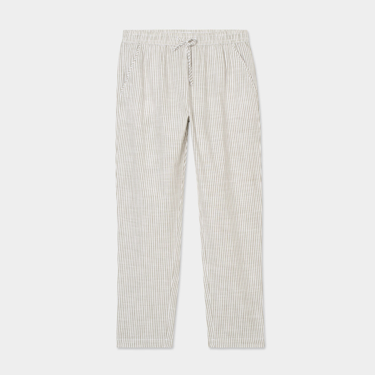 Pantalon cigarette coton élastiqué blanc femme