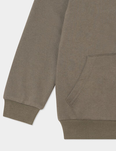 Sweat zippé à capuche et poches vert kaki garçon