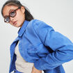Surchemise cropped manches longues bleu electrique femme