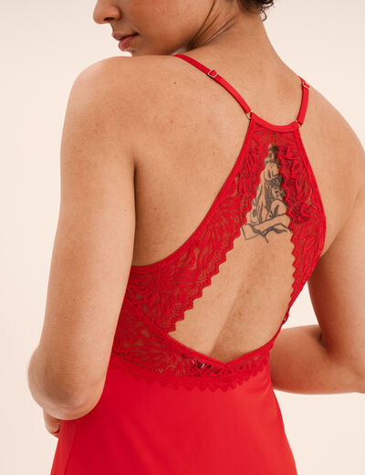 Nuisette avec dentelle rouge femme