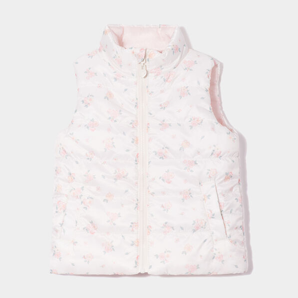 doudoune reversible sans manches zippee ecru bebef Doudoune réversible sans manches zippée ecru bébé fille