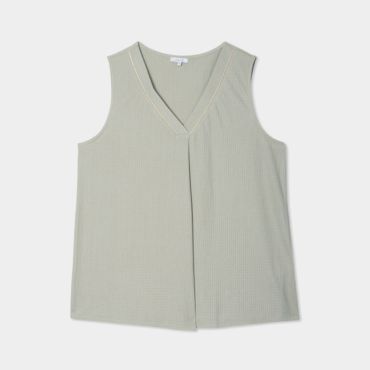 Débardeur fluide effet gauffré vert kaki femme grande taille
