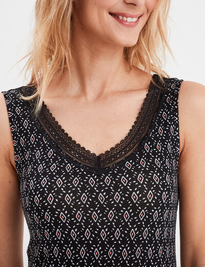 Haut de pyjama débardeur noir femme