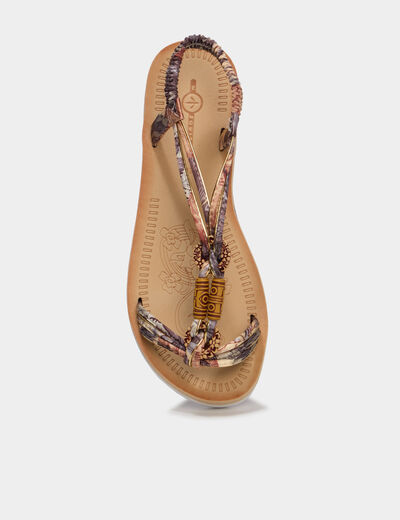 Sandales esprit foulard d&eacute;tails perles noir femme