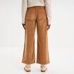 Pantalon effet velours flare cropped beige femme