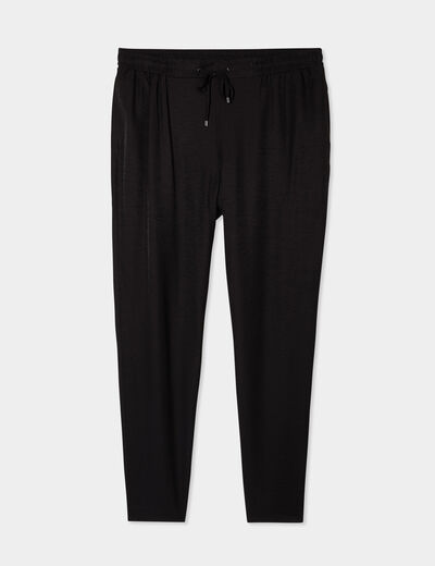 Pantalon carotte fluide élastiqué noir femme grande taille