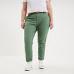 Pantalon chino taille haute coton vert kaki femme grande taille