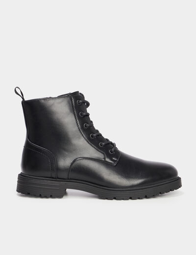 Bottines zipp&eacute;es effet similicuir noir homme