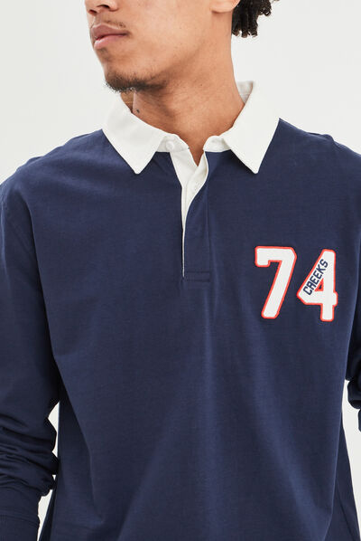 Polo manches longues Creeks bleu marine homme