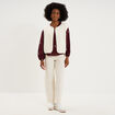 Blouse brod&eacute;e col tunisien coton violet fonc&eacute; femme