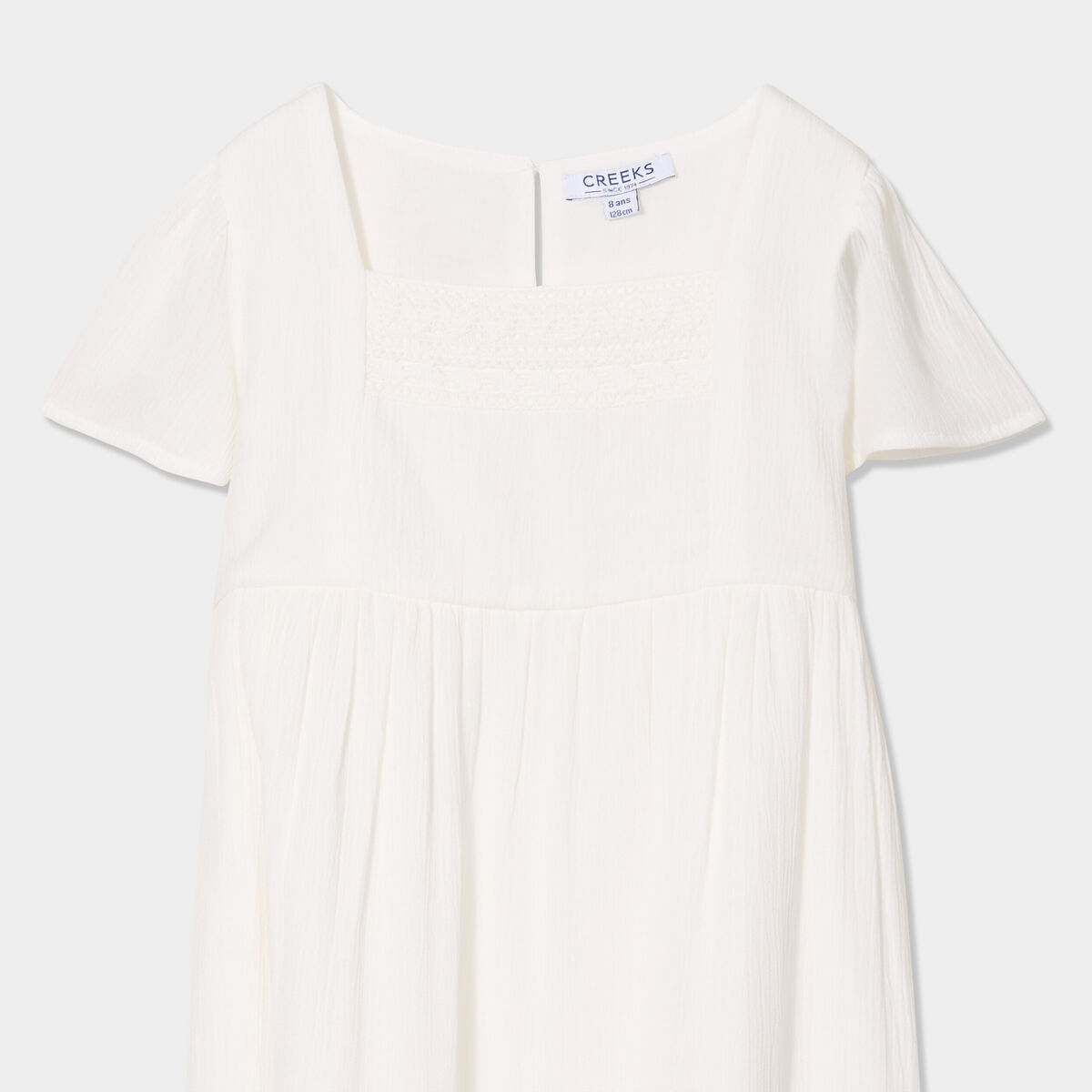 Robe manches courtes doublée coton ivoire fille